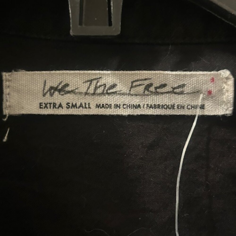 Free People We The Free Sleek Black Denim Silver Studded Distressed Dress NEW - Picture 2 of 16